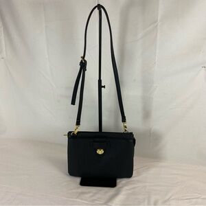 NWOT Black Pebbled Faux Leather Crossbody | Gold Hardware | Multi-Compartment